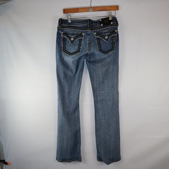 Miss Me Medium Wash Distressed Boot Cut Jeans Women's Size 30 Style JP5014-6 - Picture 5 of 10